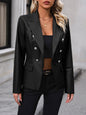 Women Clothing Double Breasted Blazer Tops Faux Leather Motorcycle Leather Coat for Women