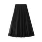 Two Way Wear Mesh Skirt Women Autumn Winter Elastic High Waist Mid-Length A line Pleated Skirt