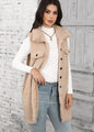 Autumn Winter Women Clothing Collared Sleeveless Loose Pointed Bubble Cardigan Plush Vest