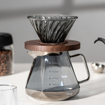 Coffee Brewing V60 Set with Walnut Wood Holder and Sharing Pot