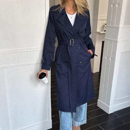 Vacation Solid Color Long Sleeved Overcoat Coat Women Clothing Autumn Winter