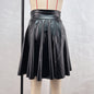 Leather Jacket Women Clothing Autumn Winter High Waist Big Swing Faux Leather Skirt Umbrella Skirt