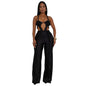 Women Wear Solid Color Sexy Bandeau Backless Lace up Jumpsuit