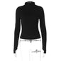 Women Clothing Summer Slim Fit Cropped Long Sleeved Knitted T shirt Top