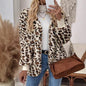 Printed Double Sided Plush Buckle Free Cardigan Mid Length Women Autumn Winter Plush Coat