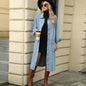 Women Clothing Autumn Washed Denim Casual Long Coat Top