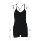 Women Clothing Summer Solid Color Sling Backless Fitness Yoga Tight Jumpsuit