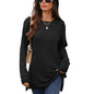 Autumn Winter round Neck Geometric Abstract Jacquard Loose Fitting Long Sleeved T shirt Top Women