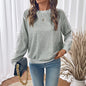 Casual Sweet Top Bow Lace Stitching Gray Long Sleeves Autumn Sweatshirts