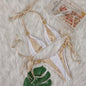 Sexy Crystal Diamond Bikini Solid Color Patchwork Bandage Swimsuit Vacation Split Women Swimsuit