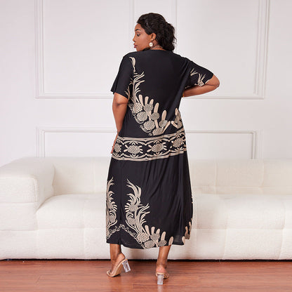 Plus Size Girl Dress Ice Silk Maxi Dress Casual Dress