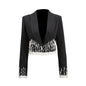 Fashionable Blazer Women Summer Heavy Industry Rhinestone Stitching Design Long Sleeve Short Small Blazers