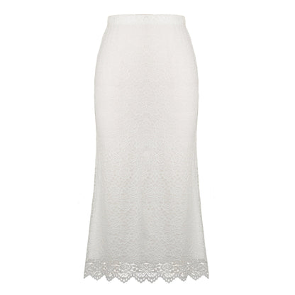 Women Clothing Lace Skirt Spring Summer High Waist One Step Skirt Sexy Slim Hip Long Skirt