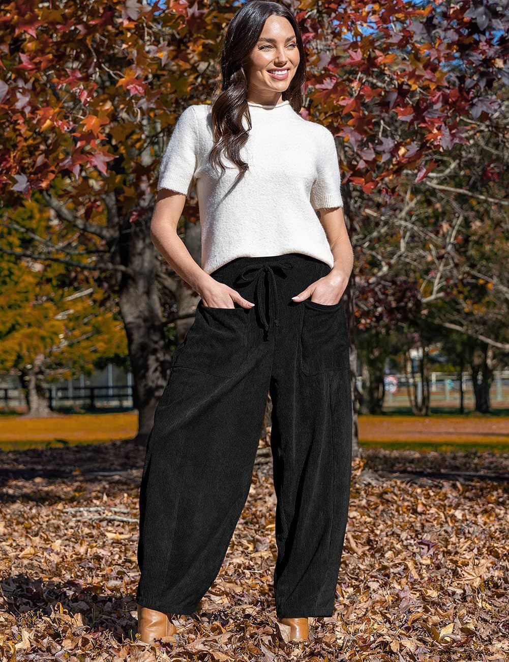Autumn Winter Corduroy Casual Slimming Harem Pants Wide Leg Pants Women Clothing