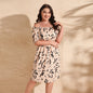 Off Shoulder Ink Graffiti Printed Loose Waist Dress