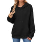 Autumn Winter Solid Color Hooded Pocket Loose Long Sleeve Sweatershirt Coat for Women