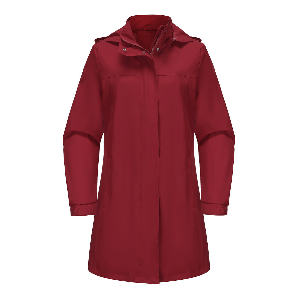 Spring Autumn Detachable Hat Waterproof Windbreaker Women Solid Color Long Sleeve Thin Coat Casual Women Wear
