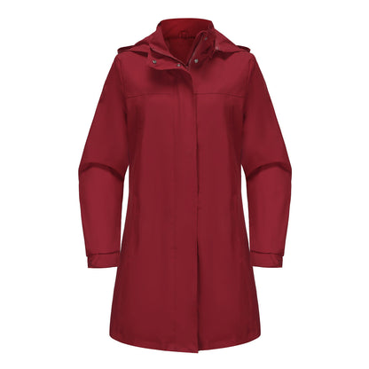 Spring Autumn Detachable Hat Waterproof Windbreaker Women Solid Color Long Sleeve Thin Coat Casual Women Wear