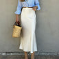 Solid Color Hip Skirt Long Skirt Skirt Women Clothing Autumn Winter