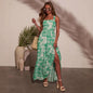 Summer Women Clothing Office Sleeveless Sexy Printed Long Sling Dress