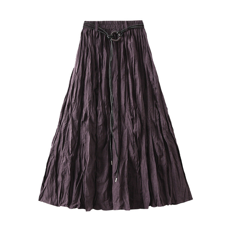 High Waist Skirt Women Autumn Korean Sense of Design Pleated Retro Slimming A line Umbrella Skirt