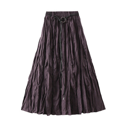 High Waist Skirt Women Autumn Korean Sense of Design Pleated Retro Slimming A line Umbrella Skirt