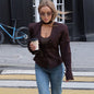 Women Clothing Autumn Elegant Cardigan Button Small Blazers Slim Solid Color Coat