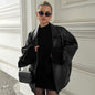 Retro Elegant Collar Loose Leather Coat Autumn Winter Leather Coat Women