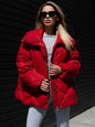 Rhombus Cotton Padded Jacket Women Clothing Autumn Winter Baggy Coat Matte Glossy Collared Cotton Padded Coat Casual Jacket