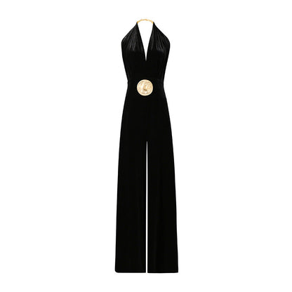 High Grade Ladies Adult Lady like Woman Halter Jumpsuit Women Summer Halter Backless Design Casual Pants