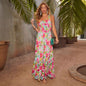 Summer Women Clothing Office Sleeveless Sexy Printed Long Sling Dress