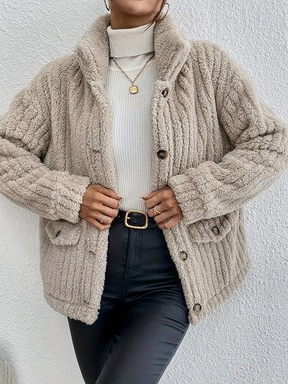 Autumn Winter Plush Button Cardigan Casual Coat