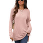 Autumn Winter round Neck Geometric Abstract Jacquard Loose Fitting Long Sleeved T shirt Top Women