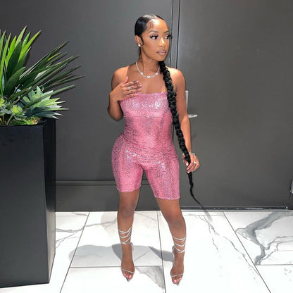 Sexy Tube Top Sequined Jumpsuit Women Jumpsuit