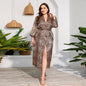 Plus Size Women Artificial Silk Satin Long Sleeved Pajamas Plump Girls Wearable Home