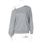 Women Clothing Autumn Casual Loose Waist Diagonal Collar Long Sleeve Sweater