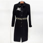 Autumn Winter Star Heavy Industry Beads Diamond Badge Woolen Coat Woolen Coat