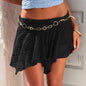 Women Clothing Lace Irregular Asymmetric Skirt Sexy Solid Color Sexy Lace Skirt Culottes