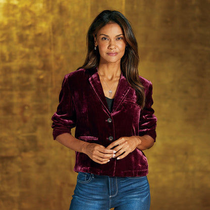 Gold Velvet Short Top for Women 2025 Retro Coat Shirt Casual Jacket