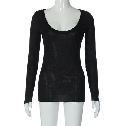 Women Clothing Summer Sexy U Neck Sexy See through Long Sleeves Sun Protective Blouse Top