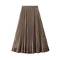 Two Way Wear Mesh Skirt Women Autumn Winter Elastic High Waist Mid-Length A line Pleated Skirt