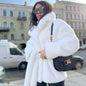 Fur Coat Imitation Rabbit Fur Collared Thickening Warm with Belt Coat Women Plush