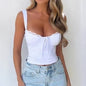 Women Clothing Summer Sexy Lace Top with Narrow Straps Top