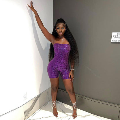 Sexy Tube Top Sequined Jumpsuit Women Jumpsuit
