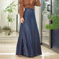 Women High Waist Skirt Retro Easy Matching A line Skirt Side Slit Slimming Elegant Maxi Dress Large Skirt