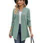 Autumn Winter Solid Color Long Sleeve Loose Cardigan Coat Women Top Women