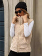 Women Clothing Autumn Winter Cardigan Zipper Loose Diamond Lattice Coat Plush Vest