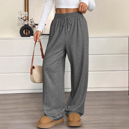 Autumn Winter Solid Color Women Clothes Casual Pants Loose Slimming Wide Leg Pants Office Trousers