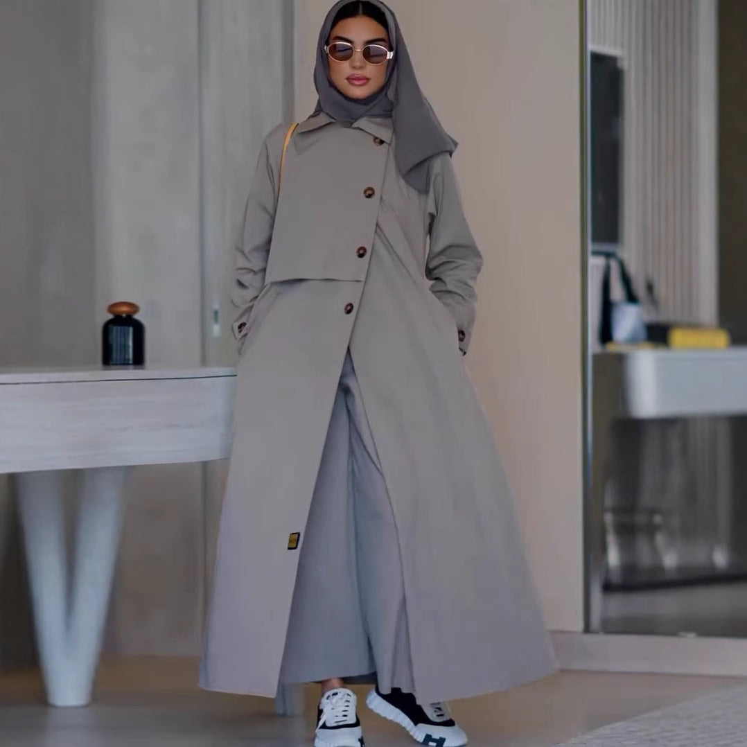 Arrival Autumn Winter Simplicity British Retro Motorcycle Mid Length Coat