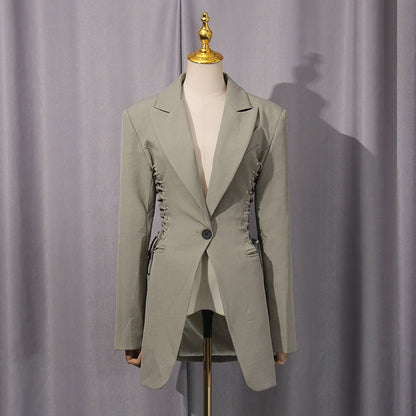 Blazer Women Autumn Trendy Tied Slim Fit Design Long Sleeve Small Blazers